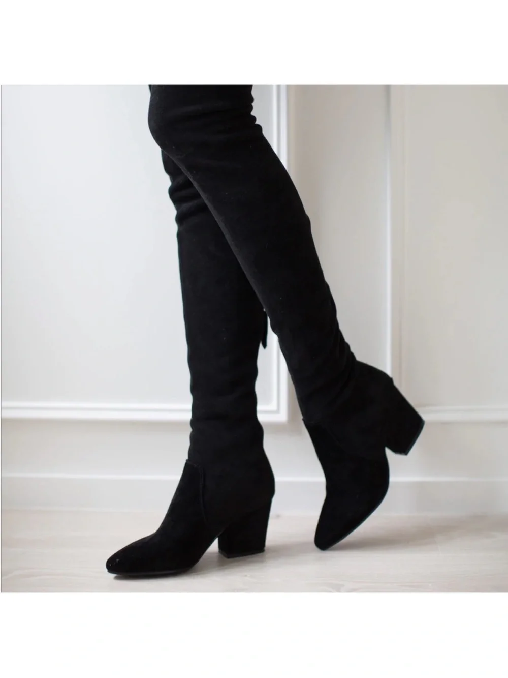 Goodnight Macaroon Women's Black Over-the-Knee Boots Size 41